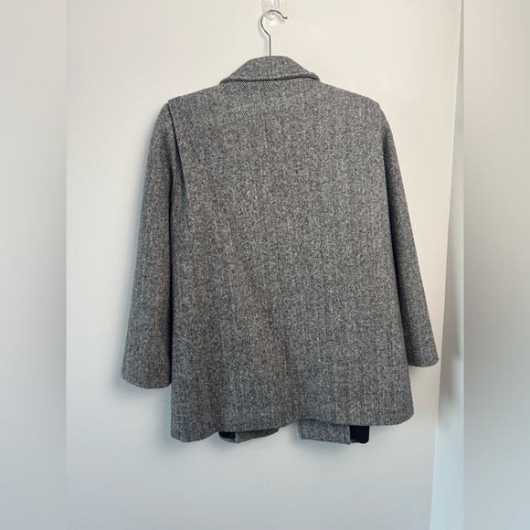 VINTAGE 80s Herman Kay Wool Tweed Double Breasted Pea Coat Petite Dominican repb - Picture 6 of 10